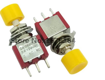Picture of 6mm Mini Momentary Automatic return Push Button Switch ON-(ON) 2A 250VAC/5A 120VAC Toggle Switch YELLOW